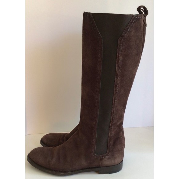 YSL YVES ST. LAURENT Brown Suede Stacked Heel Knee High Boots (Size 38) - Picture 4 of 9